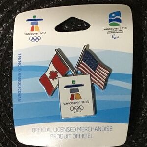 Vancouver 2010 Olympics  Dual Flag Pin Canada / USA